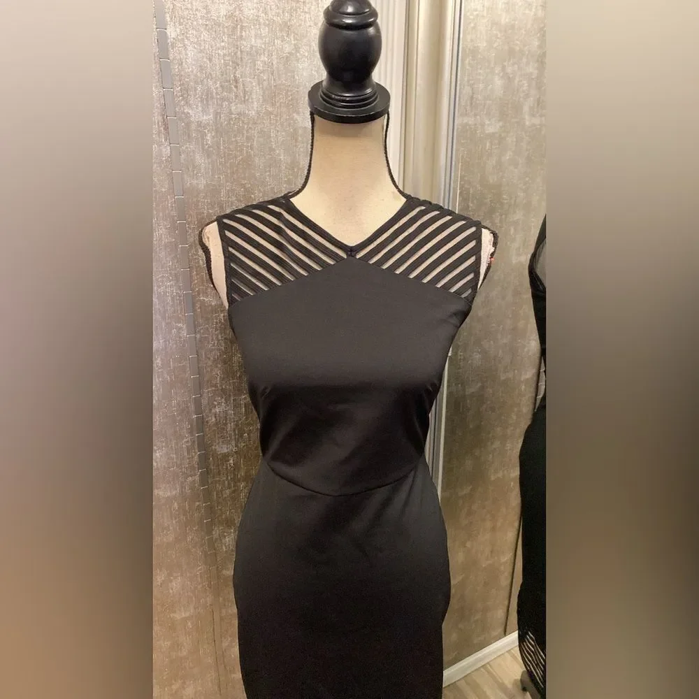 Ted Baker Black Sheath Midi Dress Mock Neck Sleeveless, S - Picture 4 of 12